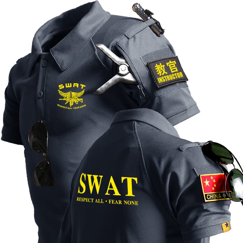 Fã militar americano Casual tático de manga curta instrutor camiseta de secagem rápida roupas de treinamento físico roup