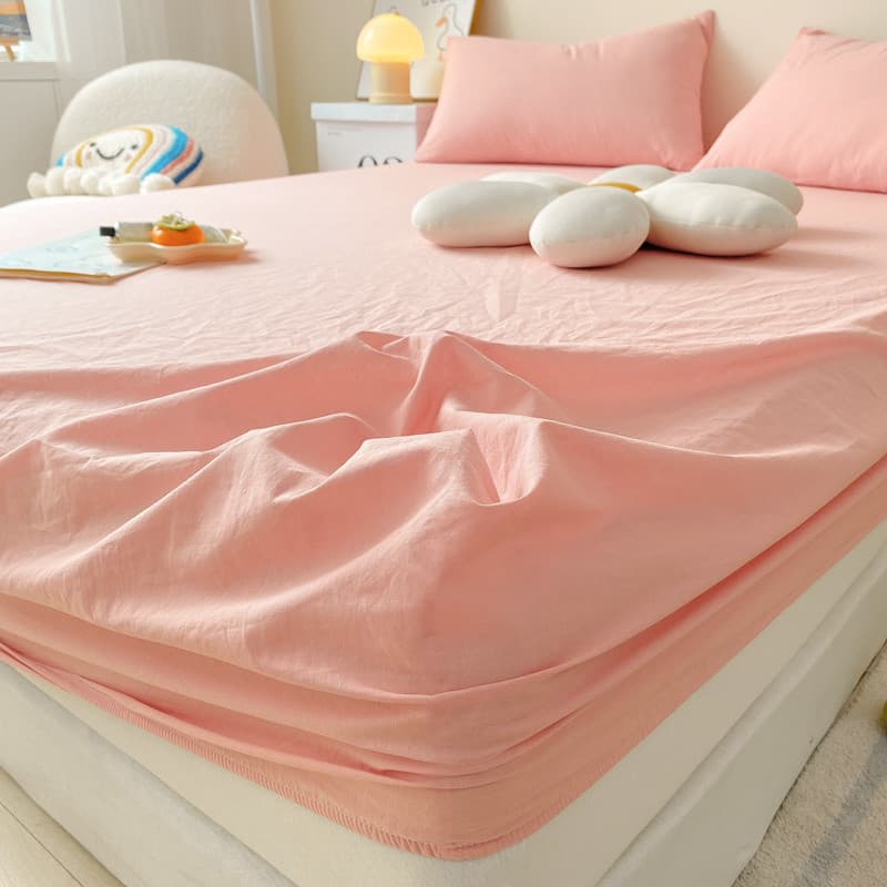Lençol de algodão lavado conjunto de três peças totalmente cercado antiderrapante lençol de cama de peça única Simmons c