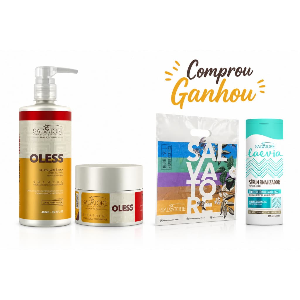 Kit Salvatore Hair Pro Oless Shampoo Mascara Condicionante Antioxidante Argan Macadamia Ojon Nutre