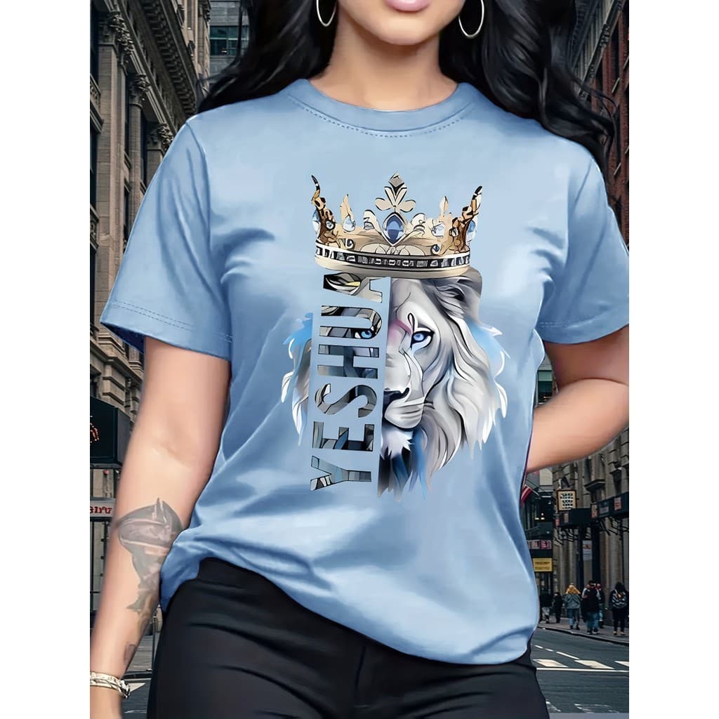 Camiseta T-shirt Feminina Leão Yeshua Envio Imediato Blusinha Camisa