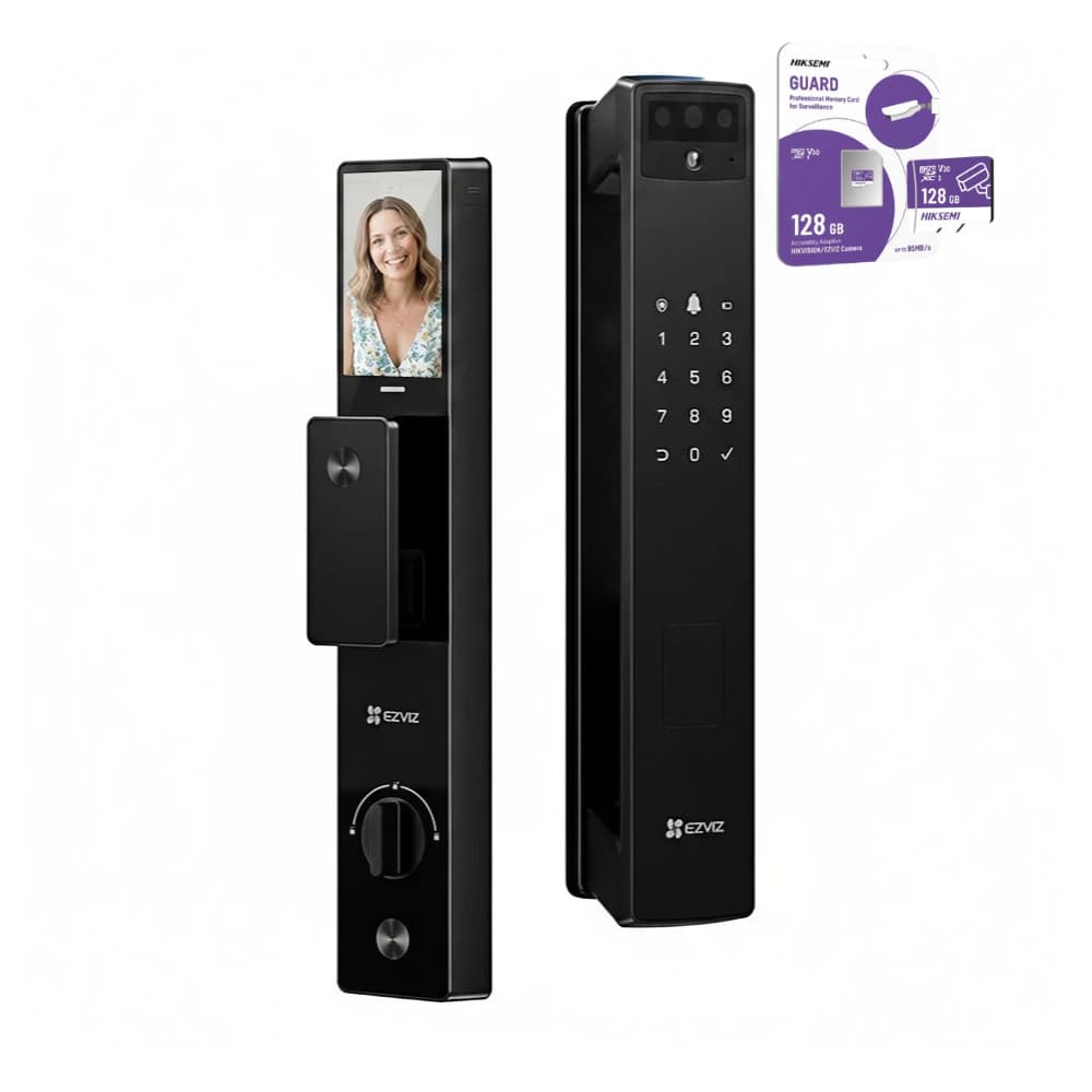 Fechadura Digital Ezviz Y3000 Abertura Facial + Microsd128gb