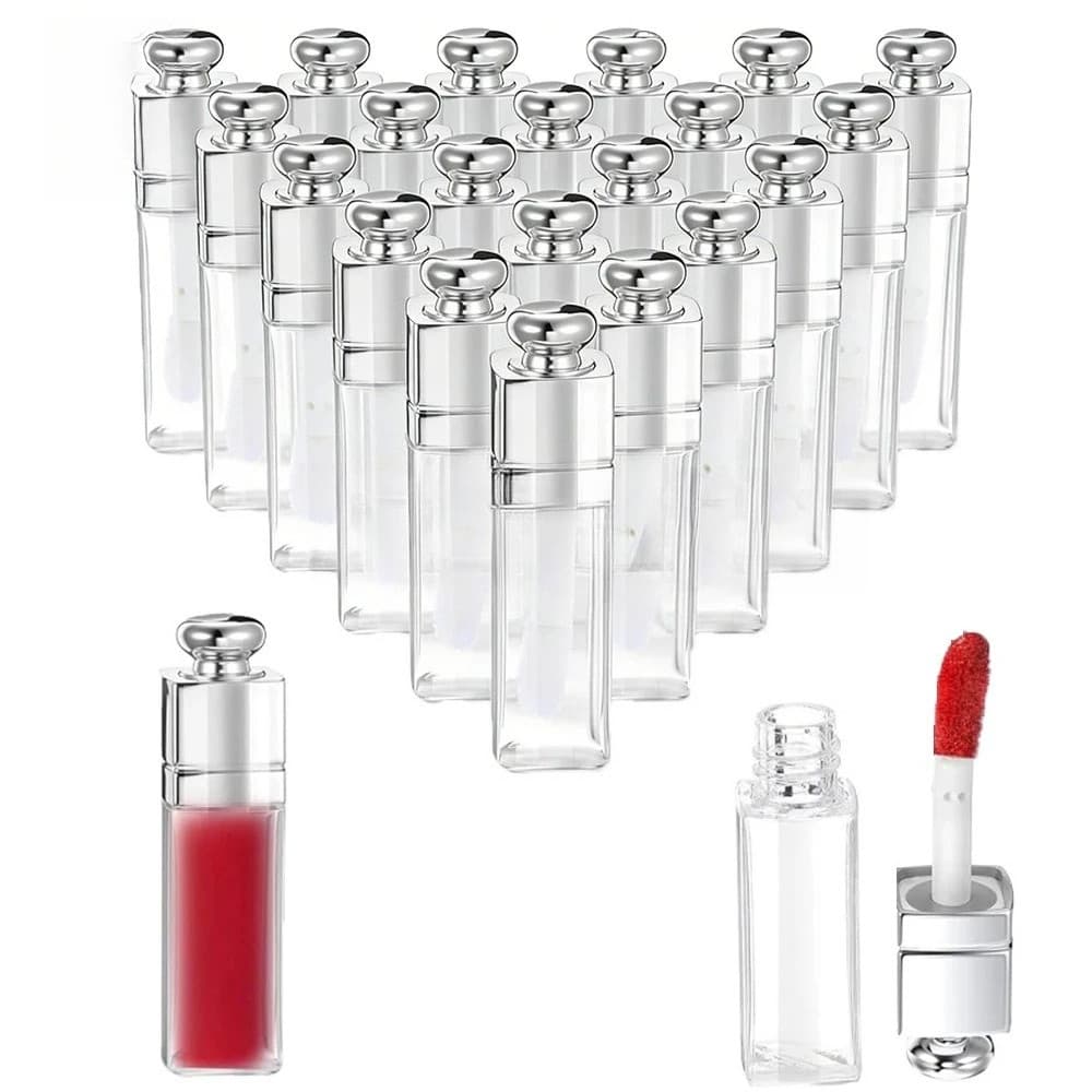 3ml Mini Tubos Vazios De Brilho Labial , Frascos Transparentes Recarregáveis De Bálsamo Com Varinha , Recipientes De Bat