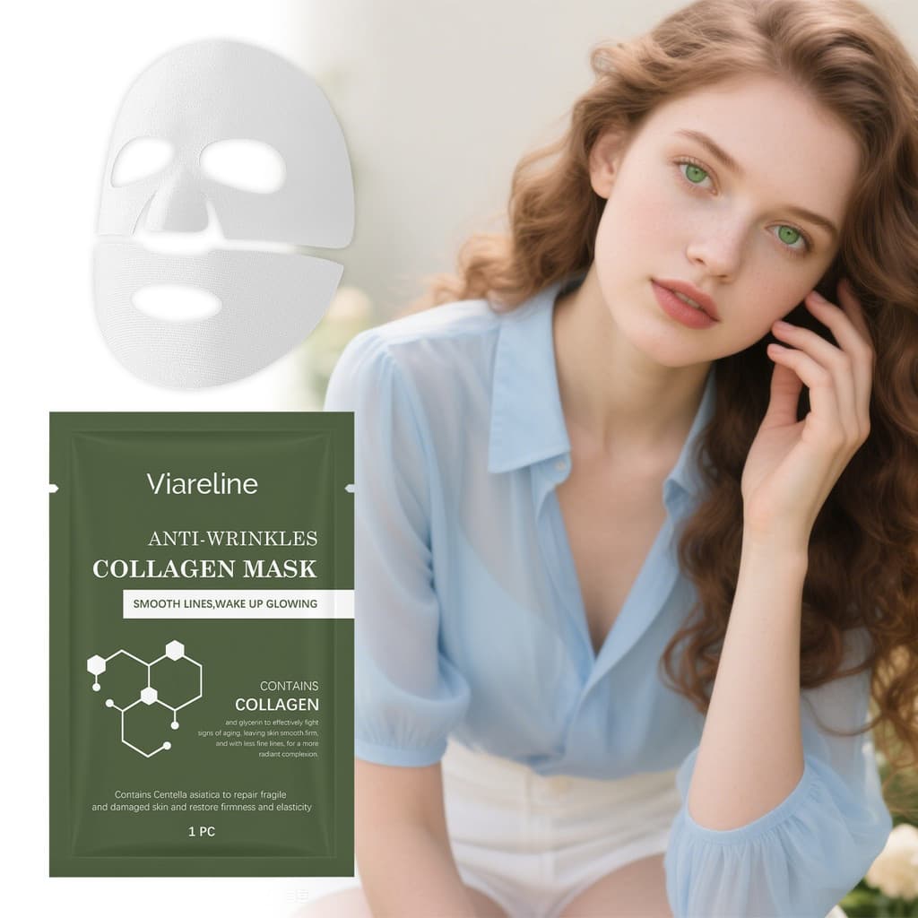 Viareline Máscara de Colágeno Nutritiva Hidratante Facial Pele Iluminando a Pele Vitalidade Máscara Patch
