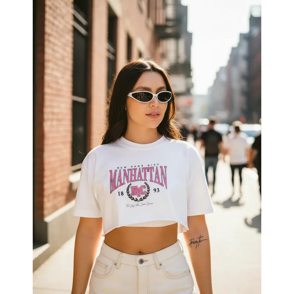 Cropped T Shirt Camisa Feminina Manhattan Nyc