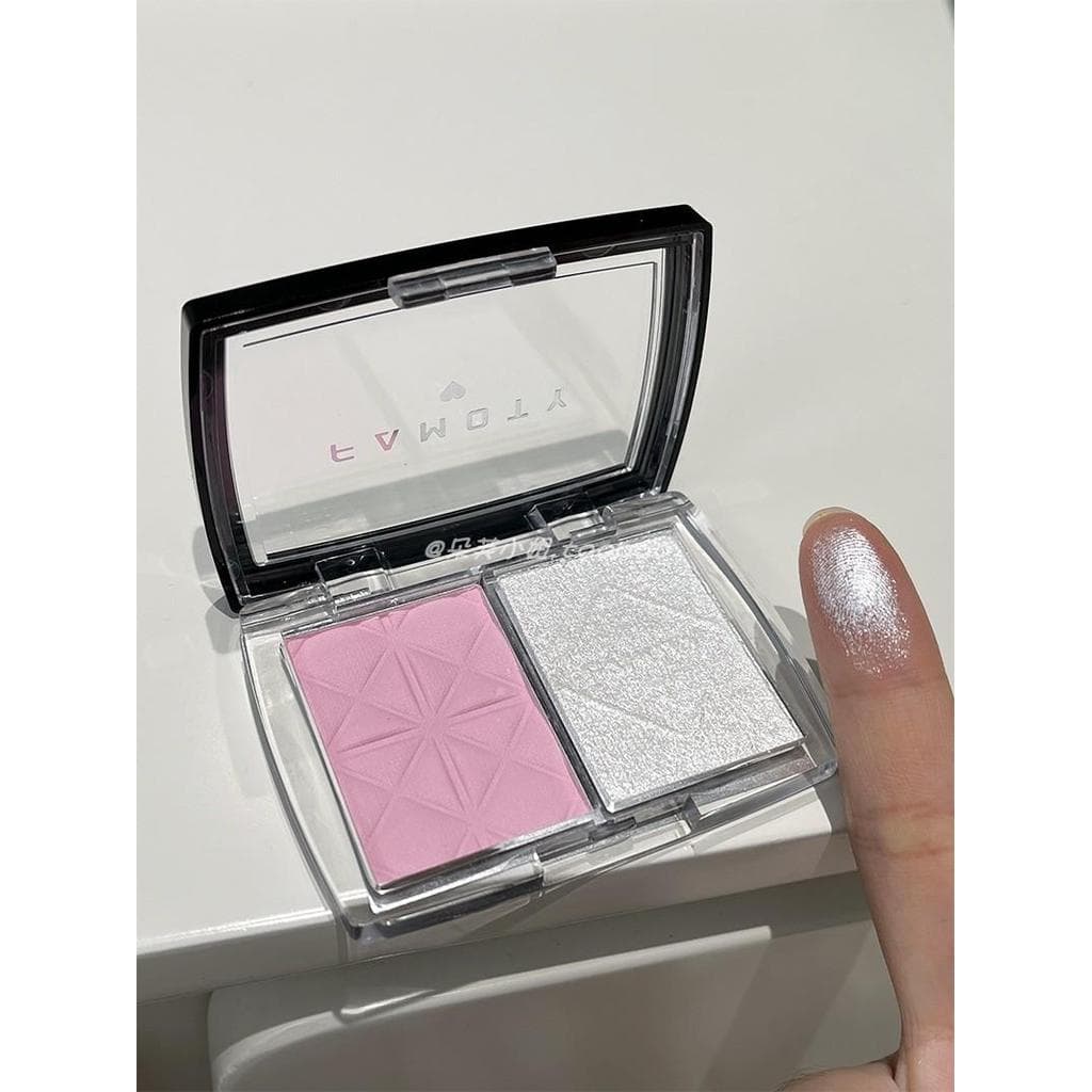 Pele Branca Fria Olhe aqui!Blush rosa expandido cor brilho de água alto brilho paleta de duas cores pele de oliva rosto