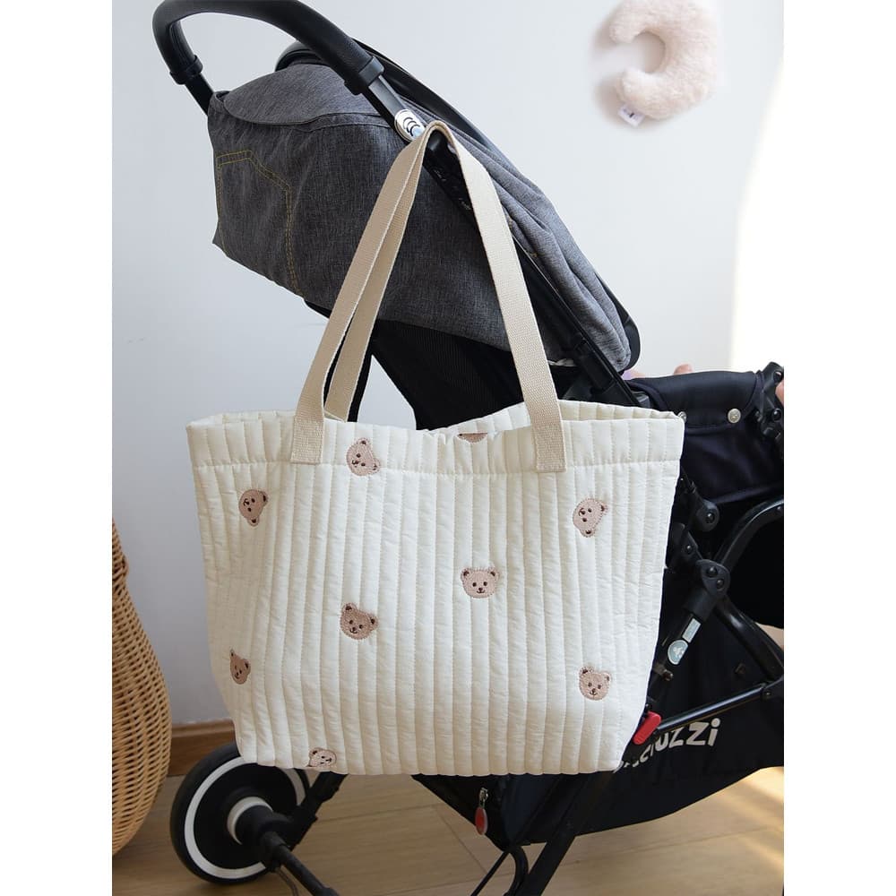 Versão coreana puro algodão grande capacidade bolsa de armazenamento mamãe passeio leve portátil mãe bebê bolsa de ombro
