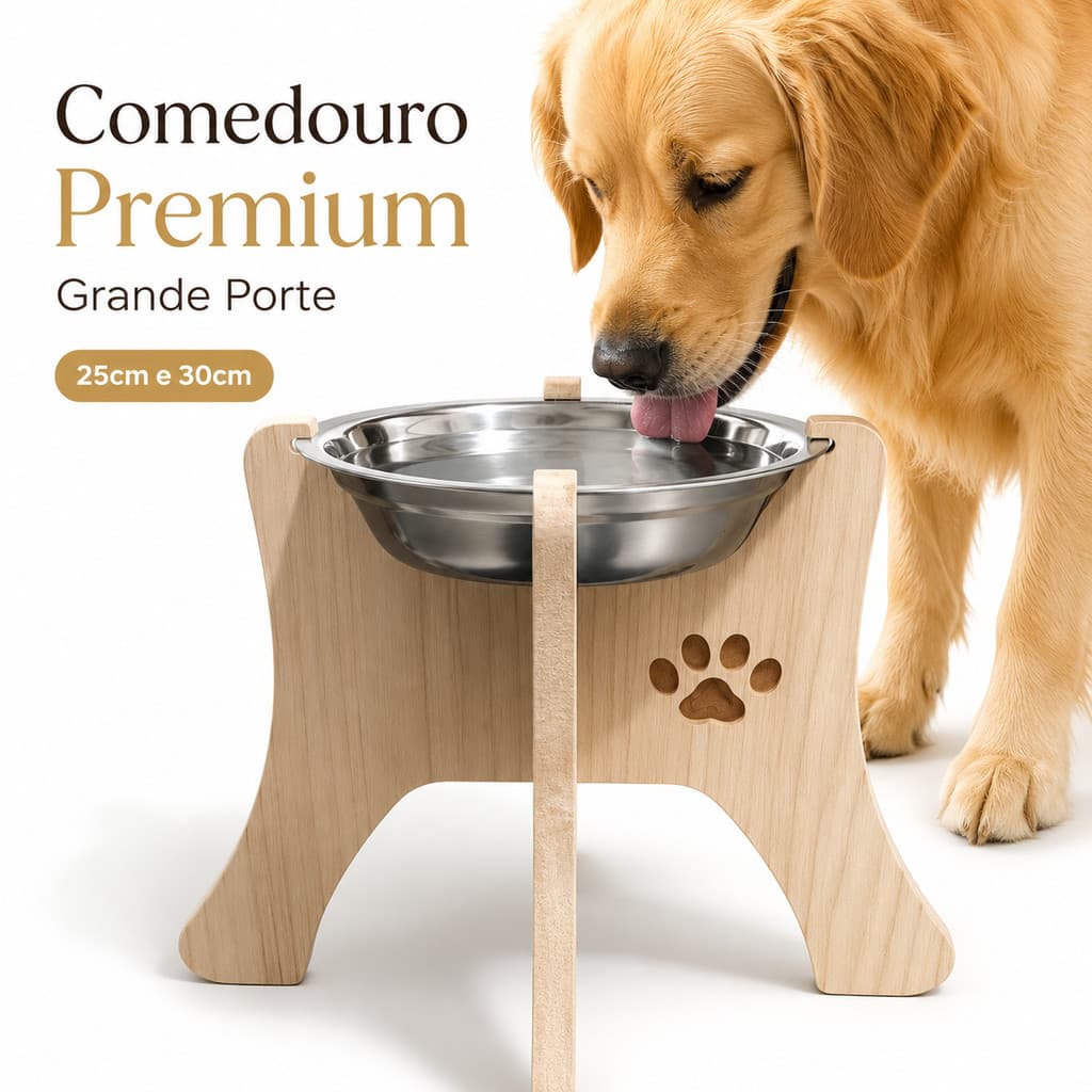 Comedouro Elevado Inox Para Cães Grande Porte Tigela Com Travas