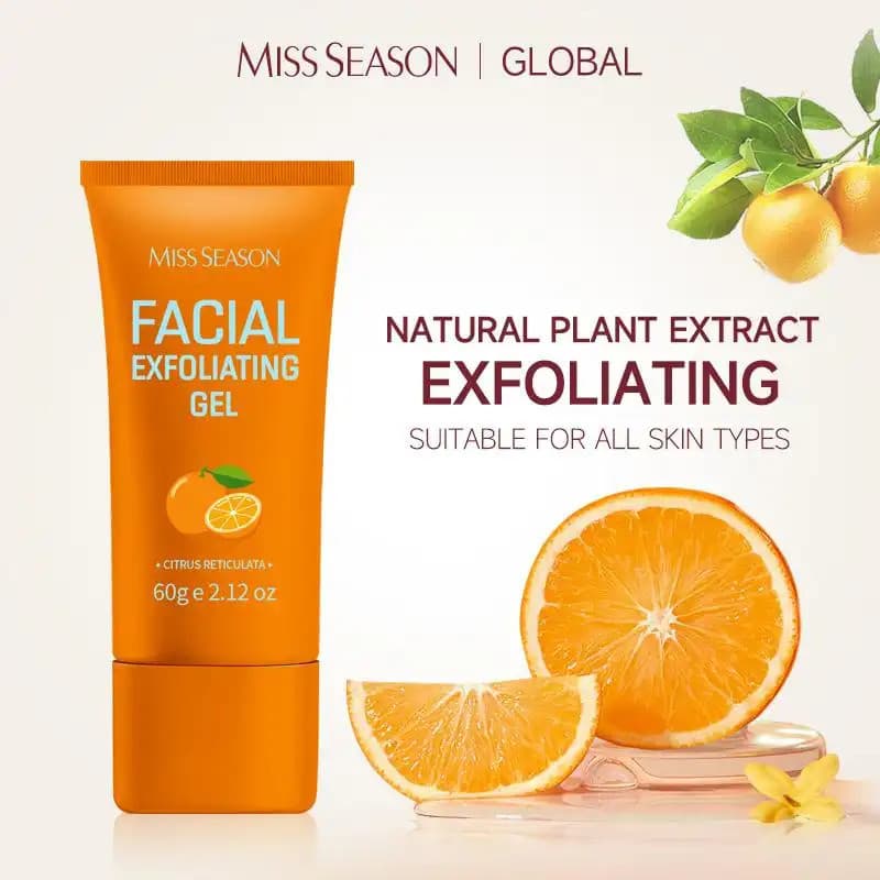 [DD]MISS SEASON Gel Esfoliante Facial 60g com Enzima de Laranja, Hidratante para Cuidados Faciais, Reparação e Purificaç