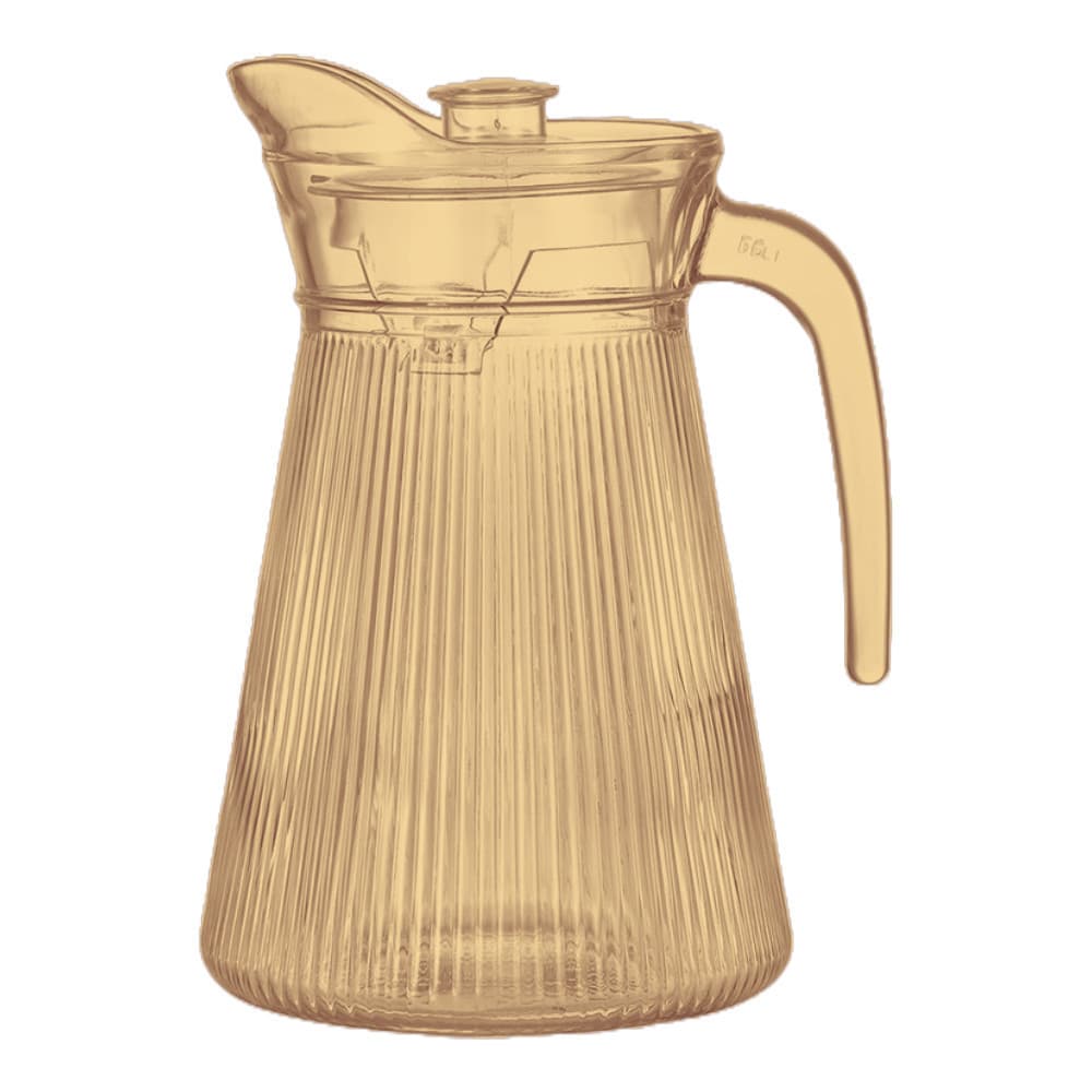Jarra Canelada De Vidro Dourada 1,6L Tampa Acrílica Mesa Elegante