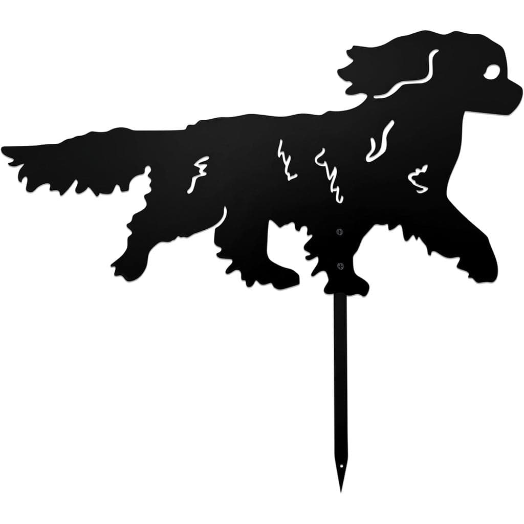 Estátua de Jardim de Cavalier King Charles Spaniel Correndo - Estaca de Jardim em Metal Resistente à Ferrugem para Decor