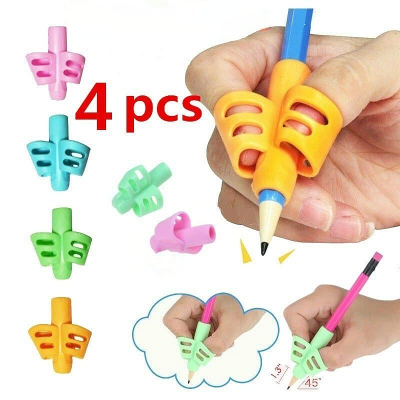 Conjunto de 4 peças de corretor de silicone, projetado para ajudar as crianças a aprenderem a usar os dedos e a segurar