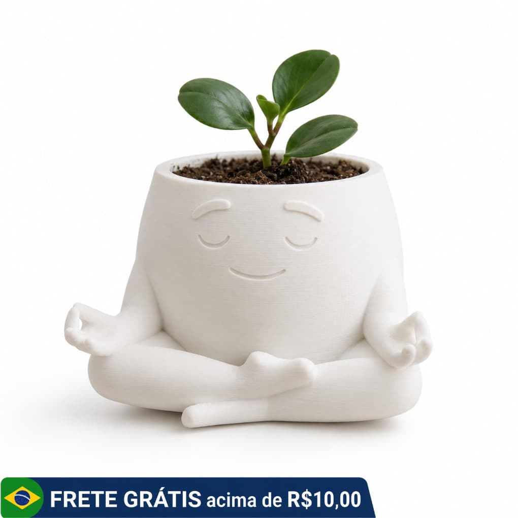 Vaso Cachepô Para Suculentas Meditação Decorativo Zen Sala Quarto Escritório Branco Preto