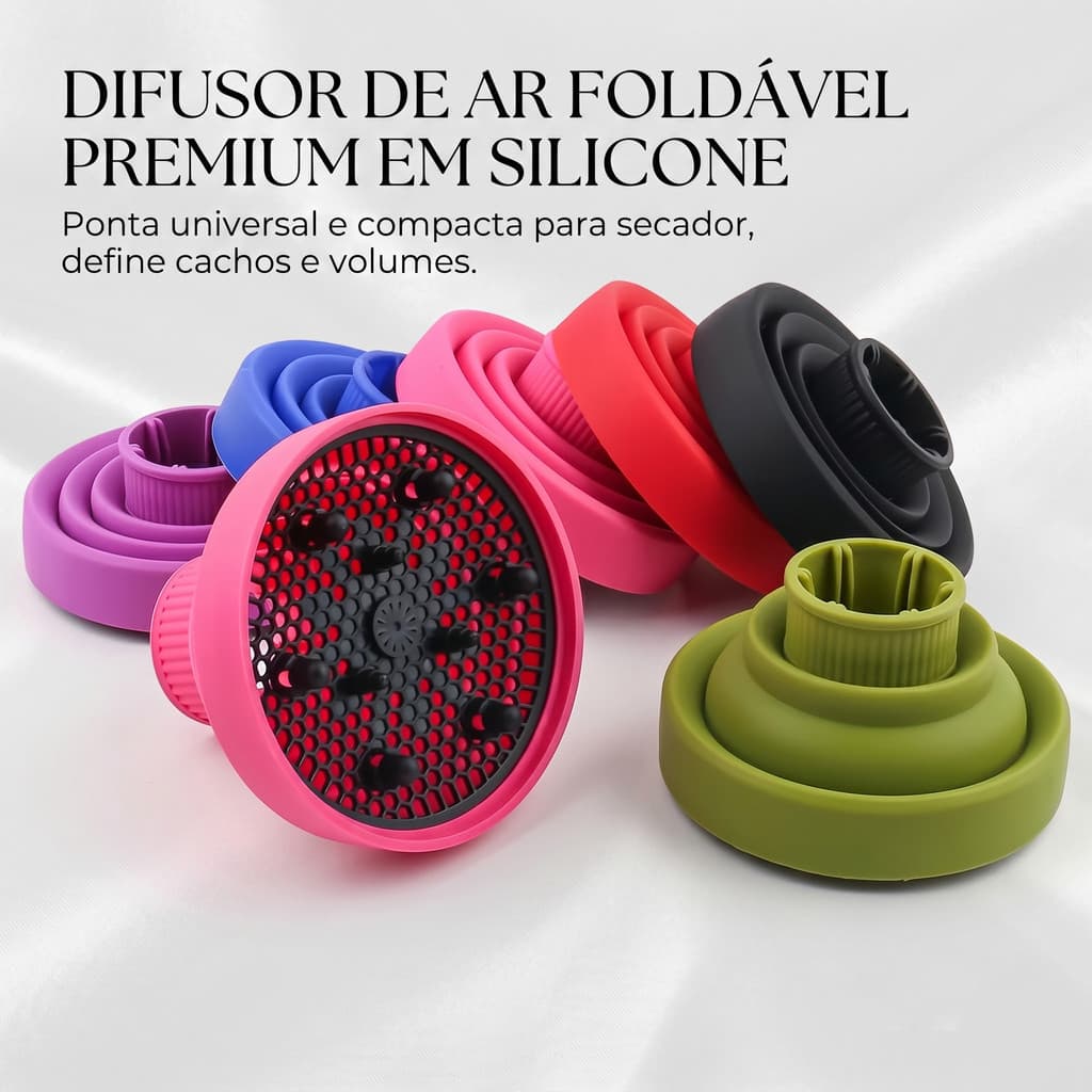 Difusor Cachos Silicone Retrátil Boca Flexível | Retractable Curl Diffuser Ativação