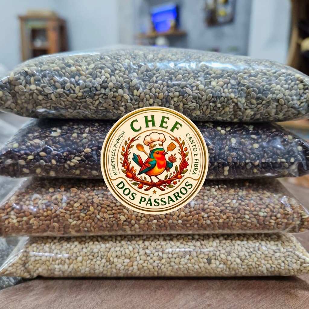 Kit 4 Painço CHEF dos PÁSSAROS: Preto, Vermelho, Verde e Alemão 250g de Cada