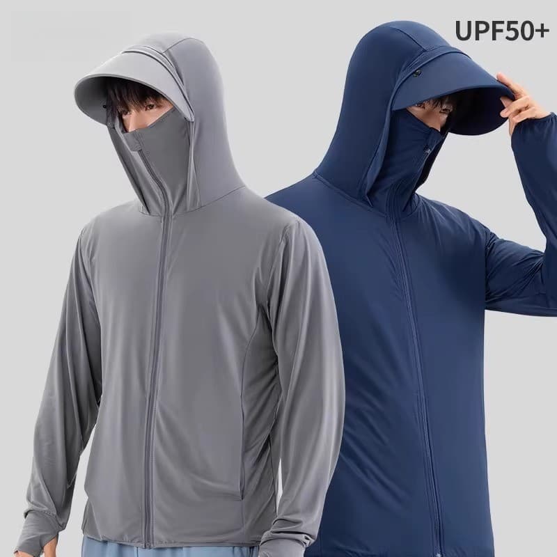 Protetor solar de seda gelo roupas masculinas 2025 verão novo estilo à prova de ultravioleta fino respirável guarda-sol