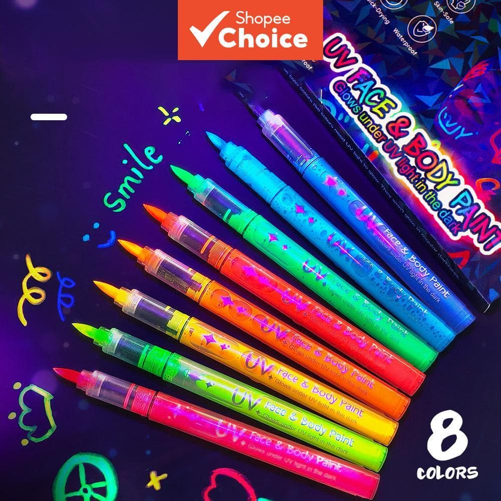 Canetas Luminosas Fluorescentes Conjunto De Pintura Brilhante 8 Cores Ponta Macia Para Halloween Natal Feriado Festa Ros