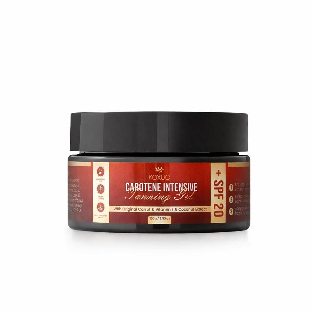 Gel Bronzeador com Caroteno para Bronzeado Natural Profundo – Acelerador de Bronzeamento com Óleo de Coco, Extrato de Ce