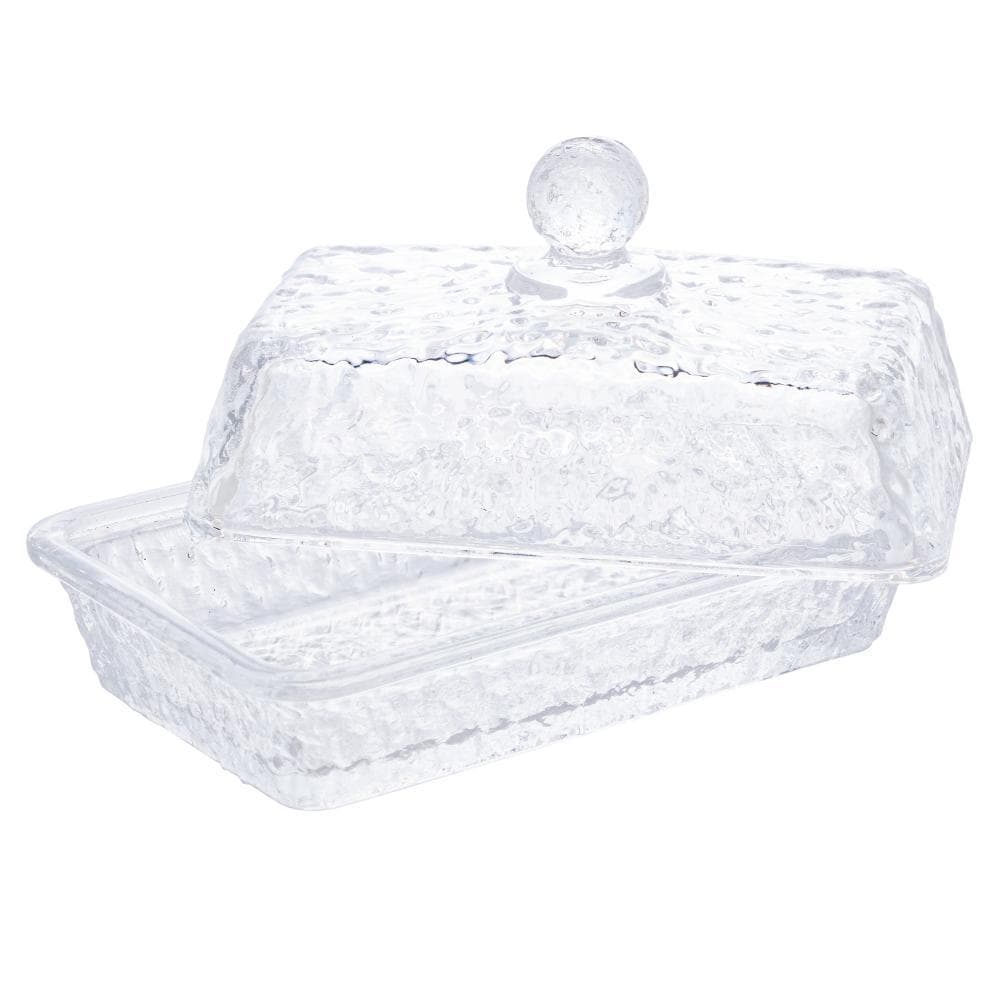Manteigueira com Tampa Lyor Petra de Cristal Martelado 17cm