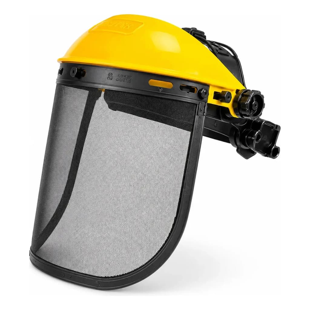 Protetor Facial Tela De Aço Para Operador De Roçadeira Cor Amarelo