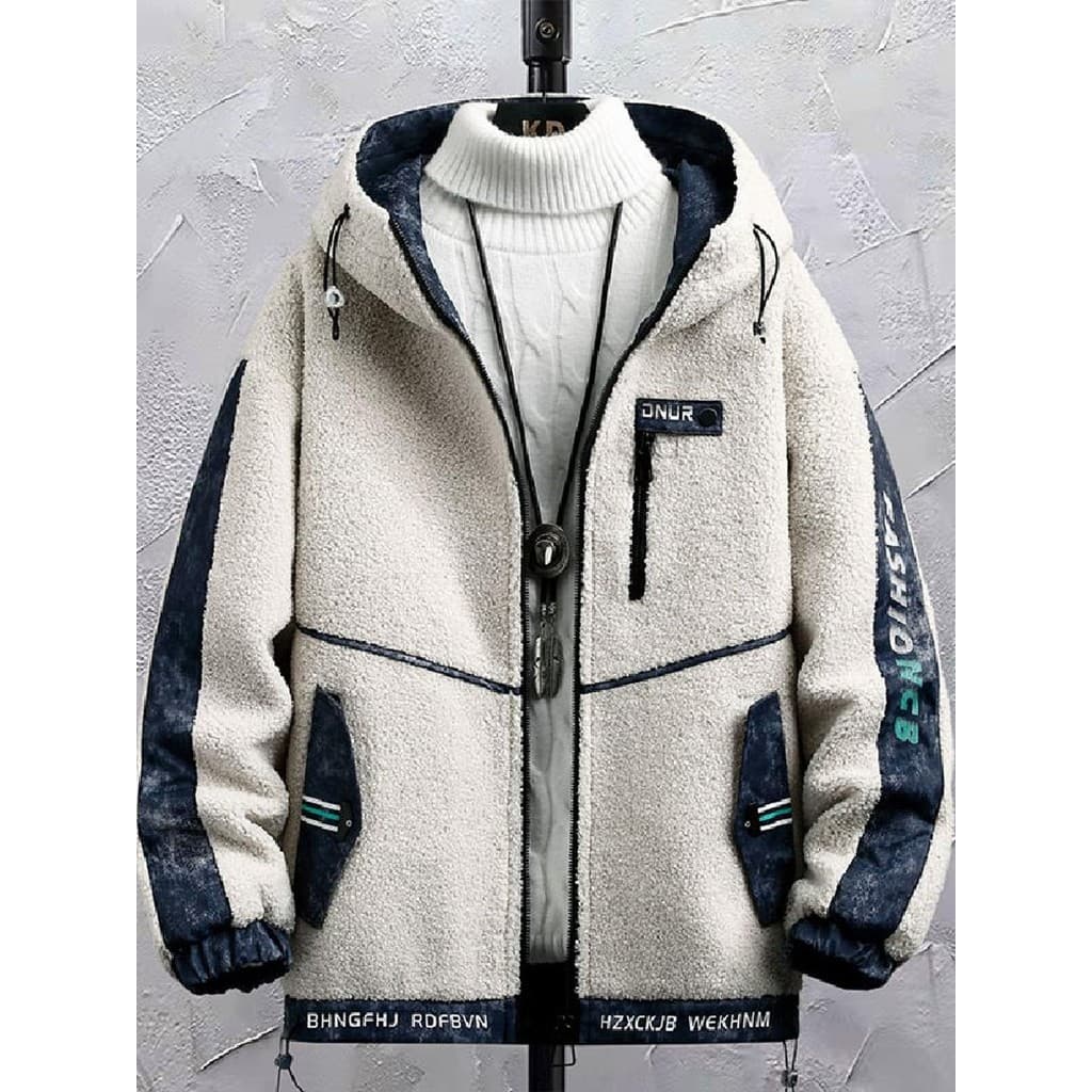 Jaqueta com capuz masculina primavera outono 2026 novo estilo Street Wear algodão pelúcia engrossado jaqueta de algodão