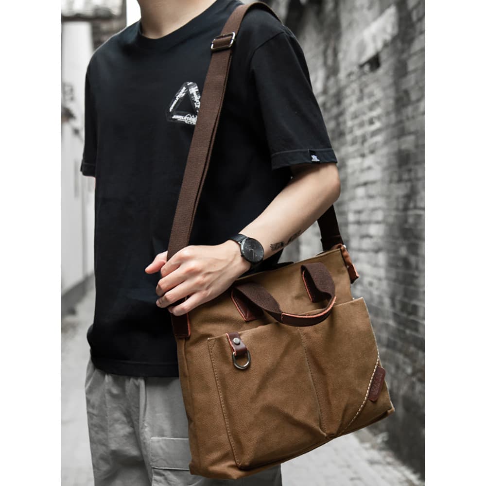 Bolsa mensageiro de lona bolsa de ombro masculina multifuncional Casual dupla utilização bolsa de negócios bolsa de trab