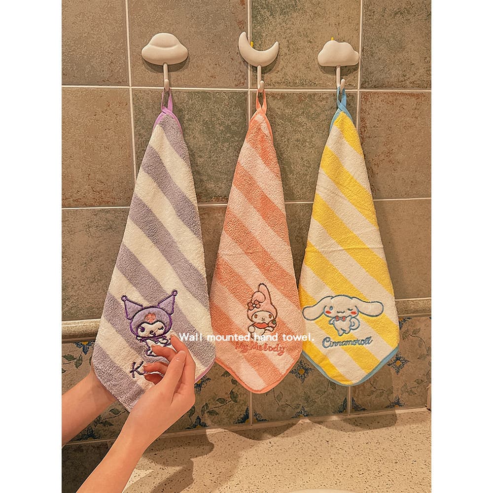 Sanrio canela cão toalha de mão pendurado bonito crianças Coral velo pequena toalha quadrada casa banheiro toalha de mão