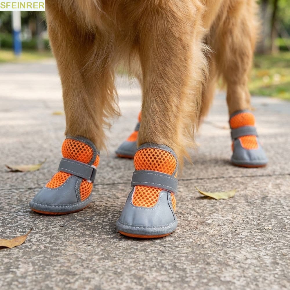 SFEINRER 4 Unidades De Sapatos De Malha Para Cães , Botas De Rede Respiráveis E Resistentes Ao Desgaste Animais De Estim