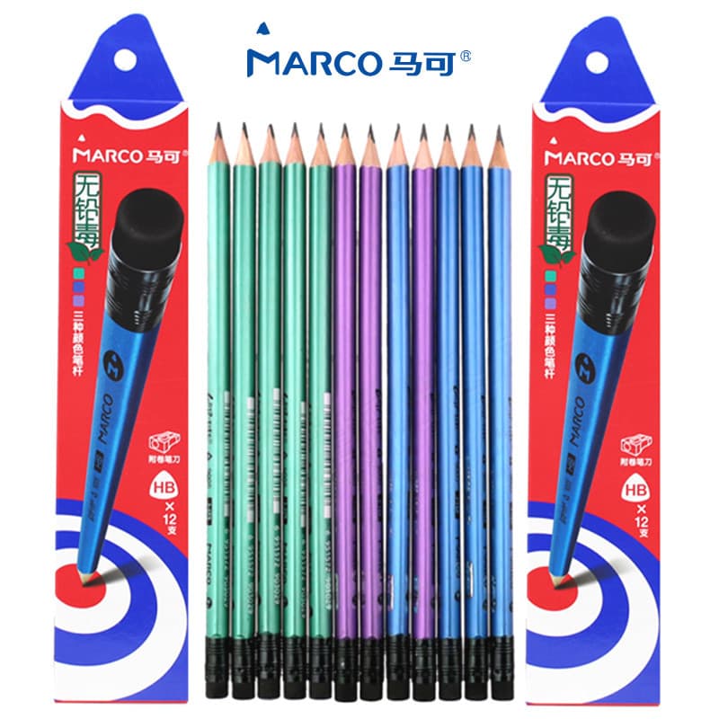 Marco 9005 HB Lápis de escrita Haste triangular com cabeça de borracha Crianças Esboço Pintura Alunos da escola primária