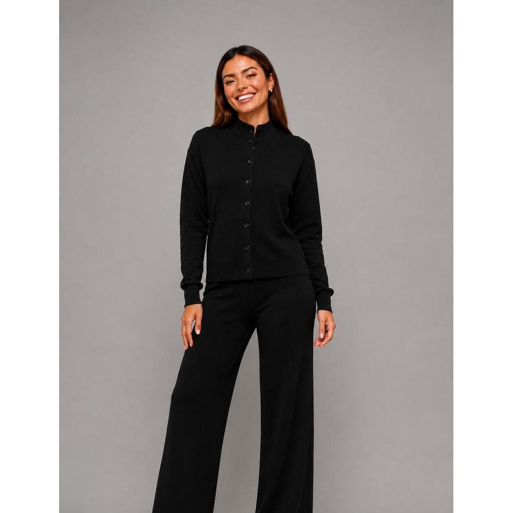 Conjunto Em Tricot Com Botões E Wide Leg Salvatore