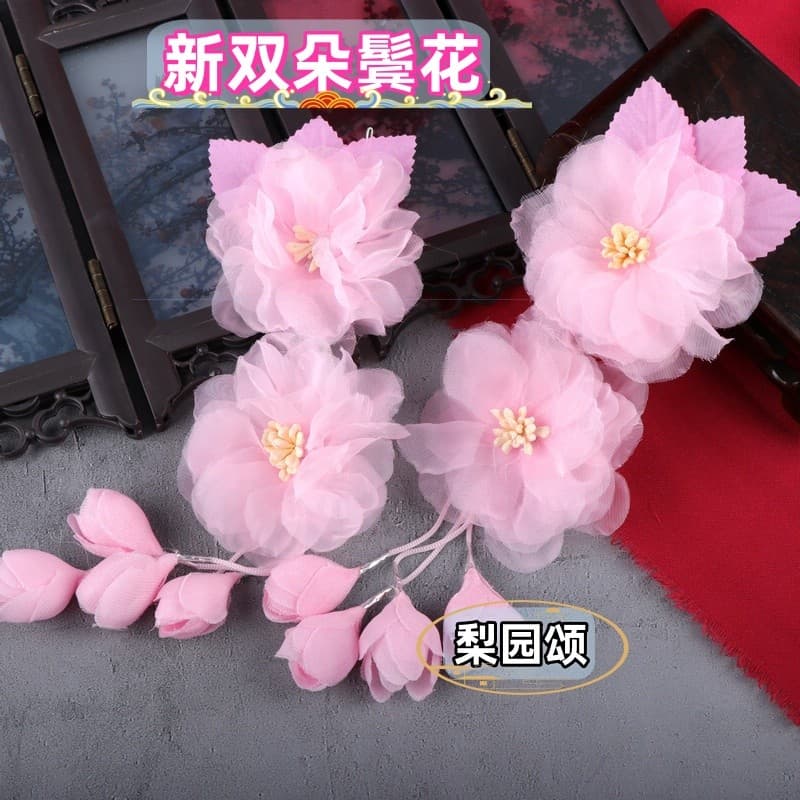 Suprimentos de drama Jingyue drama drama Baotou flor de seda roupas azuis Huadan Miss cocar cabeça flor orelha dupla flo