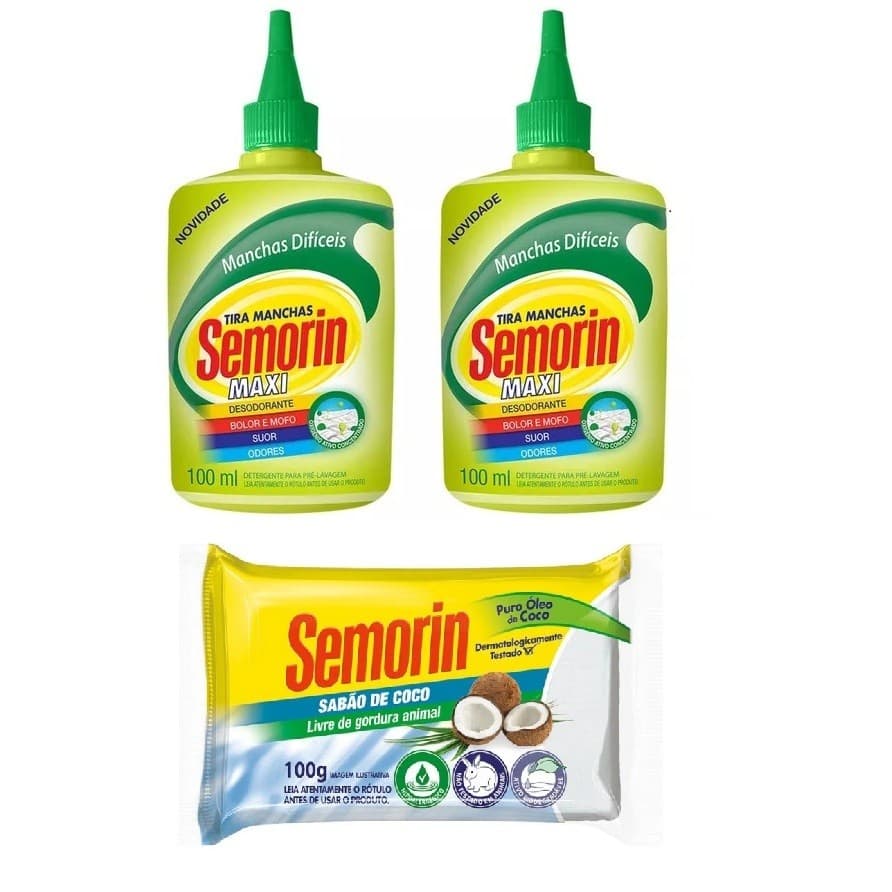 2 Tira Manchas 100 Ml  MAXI Semorin Leve 2 Ganhe 1 Sab�o Coco 100g