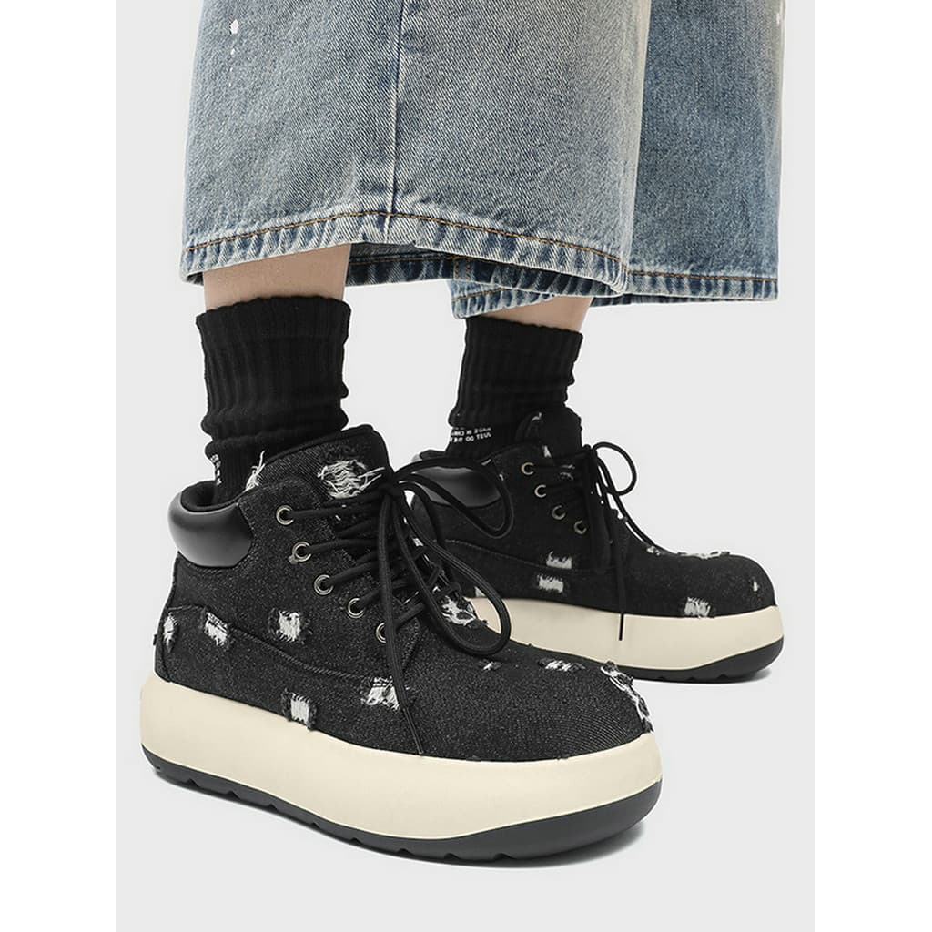 Martin botas sapatos masculinos 2026 nicho Design sentimento dedo do pé grande sola grossa de alta qualidade rasgado lon