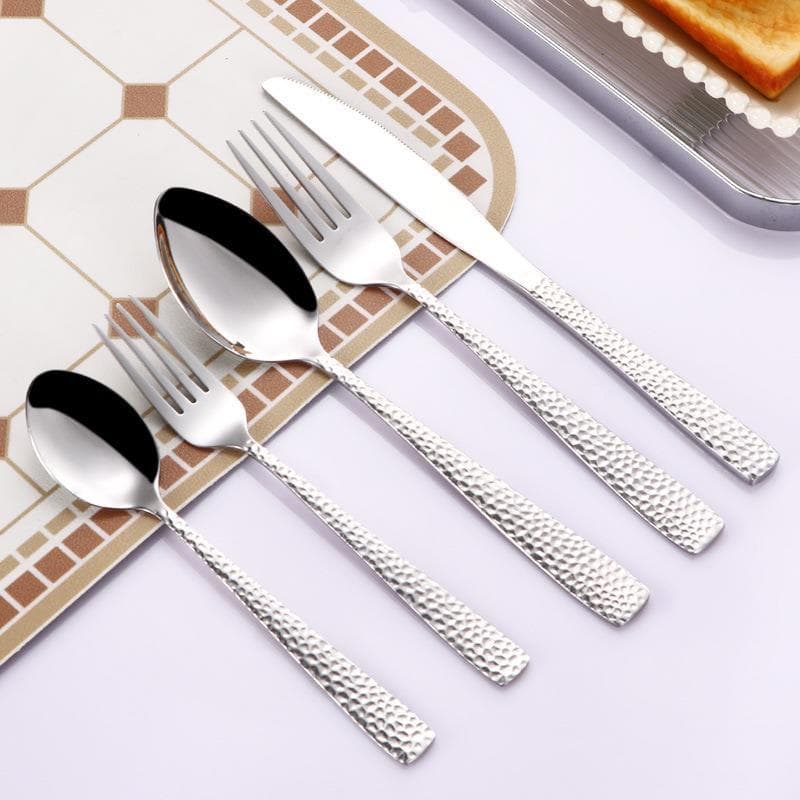 430 aço inoxidável engrossado cubo de água talheres colher comida ocidental talheres sobremesa colher martelo Pat