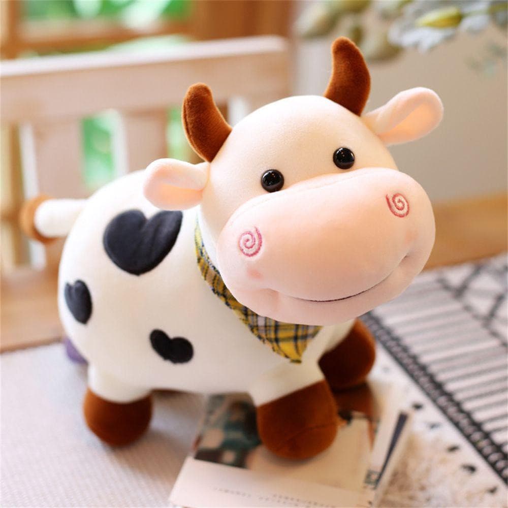 Brinquedo de Pelúcia de Vaca Fofa, Boneca de Algodão Sorridente Adequada para Meninas