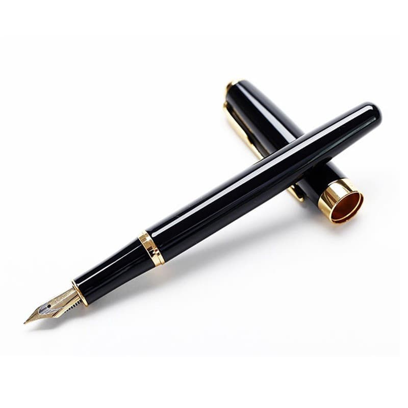 Caneta-tinteiro Baoer com Ponta Dourada e Clipe/Corpo de Metal em Aço/Ponta Média/Elegante para Uso em Escritório B6298