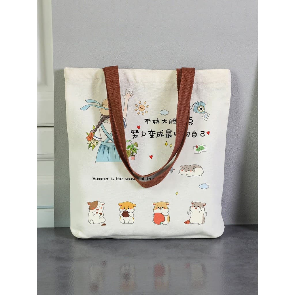 Bolsa de lona masculina e feminina 2026 novo estilo bolsa de ombro de grande capacidade bolsa de Tutorial de estudante b