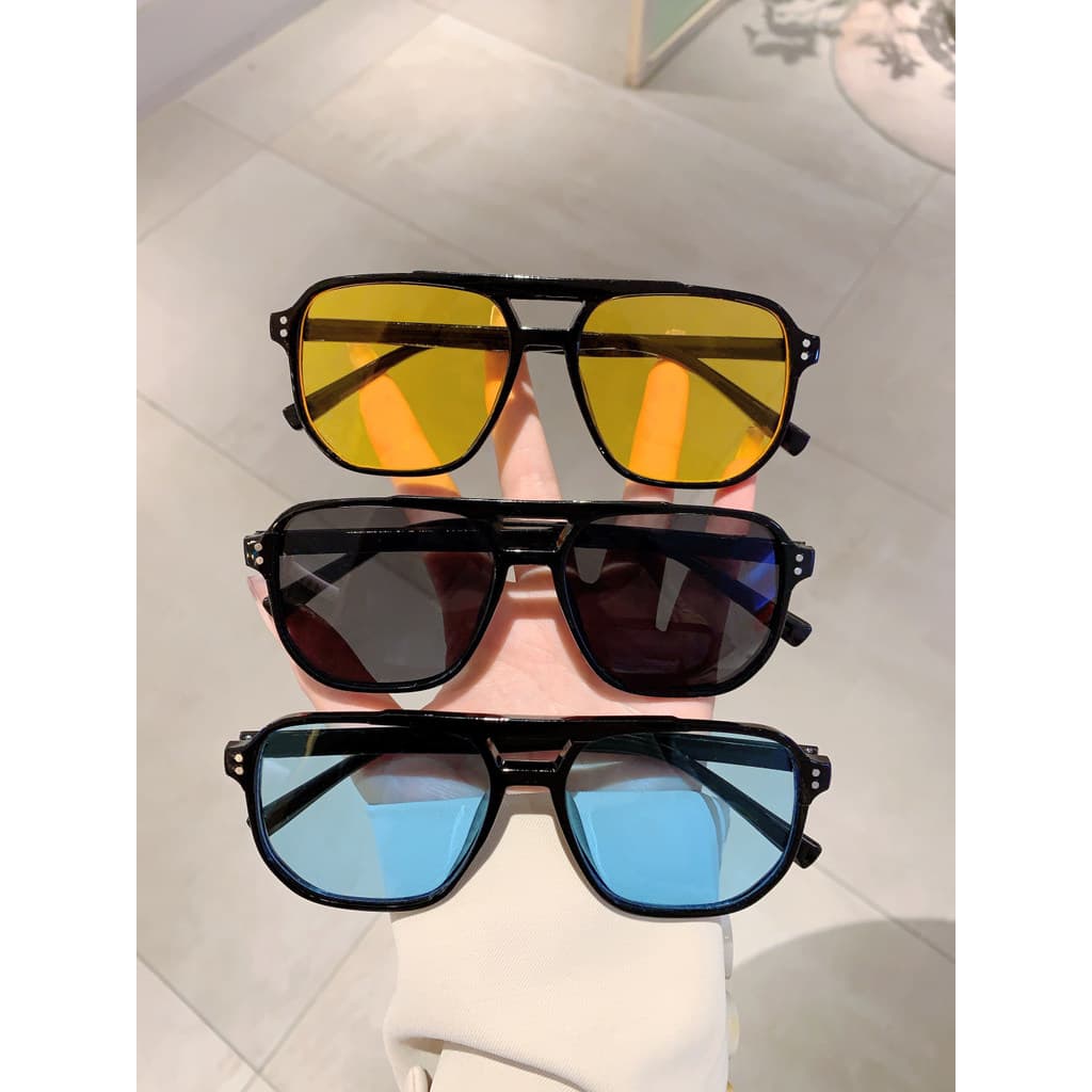 Moda estilo aviador feixe duplo arroz prego óculos de sol masculino Retro oceano peça foto mostrar mais magro olhar prot