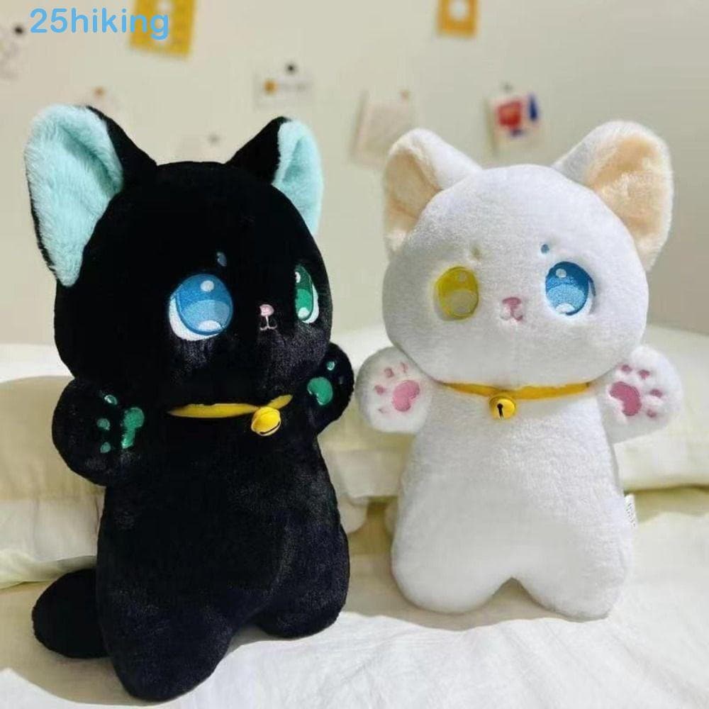 Brinquedo De Pelúcia De Gato Preto E Branco Para Caminhada , Bicho , Desenho Macio , Decoração De Casa De 25 Cm