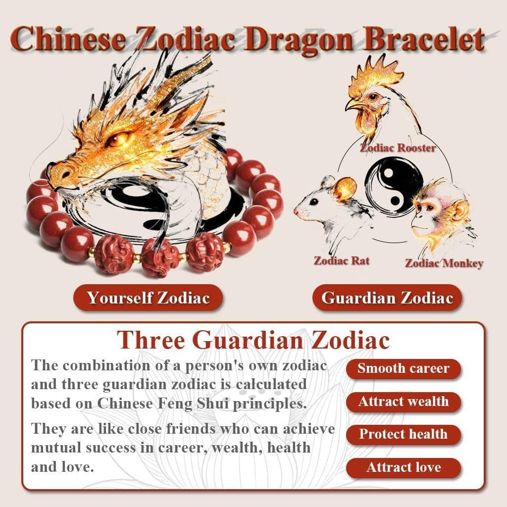 Pulseira de Cinábrio do Feng Shui Chinês para Boa Sorte e Proteção – Pulseira da Sorte do Zodíaco do Ano do Cavalo de 20