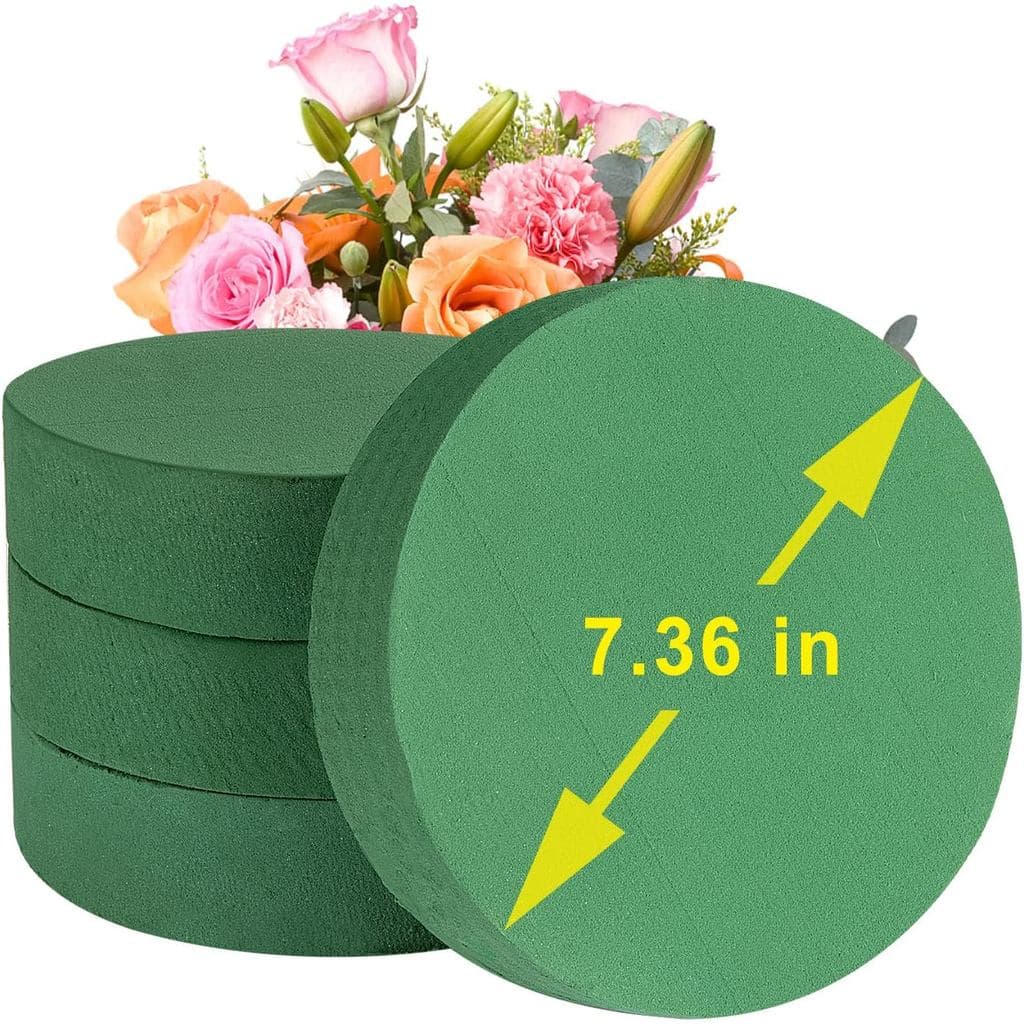 Crafare Blocos de Espuma Floral Redondos de 7,5 Polegadas, 4 Peças, Blocos de Espuma Verde Úmidos para Arranjos Florais