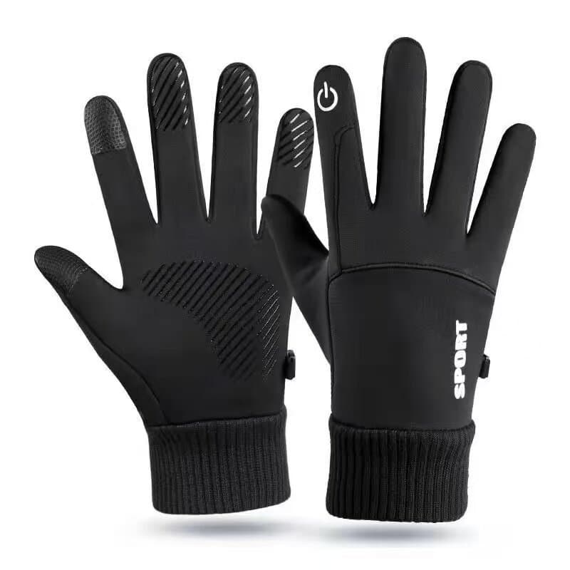Luvas luvas de esqui dedo dividido Fitness inverno luvas de couro de meia-idade ciclismo veículo elétrico inverno forro