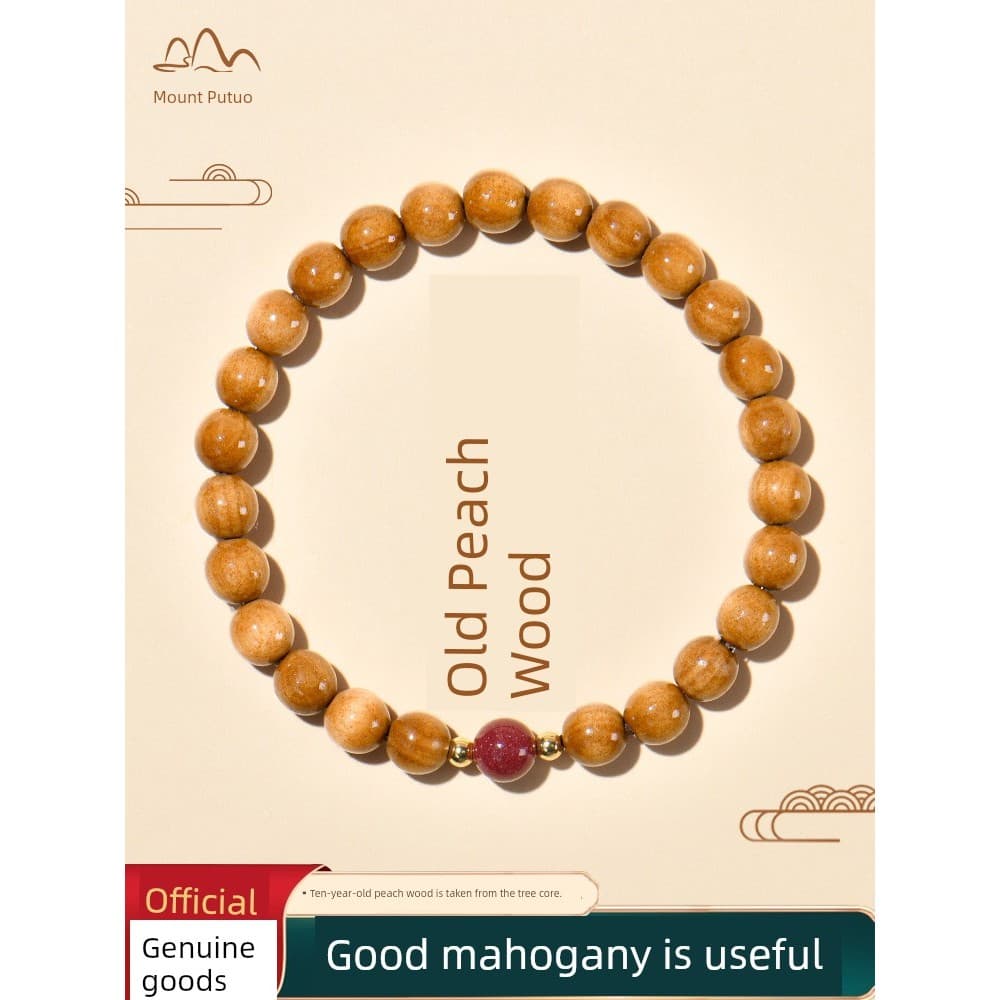 pulseira masculina pulseira Putuo montanha Natural pêssego madeira pulseira feminina mal pingente amuleto contas de made