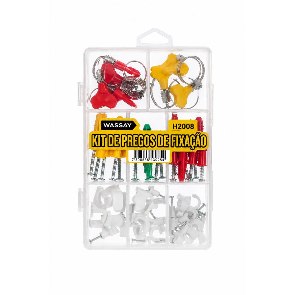 Kit De Pregos De Fixação Wassay Com Estojo Organizador Para Instalações