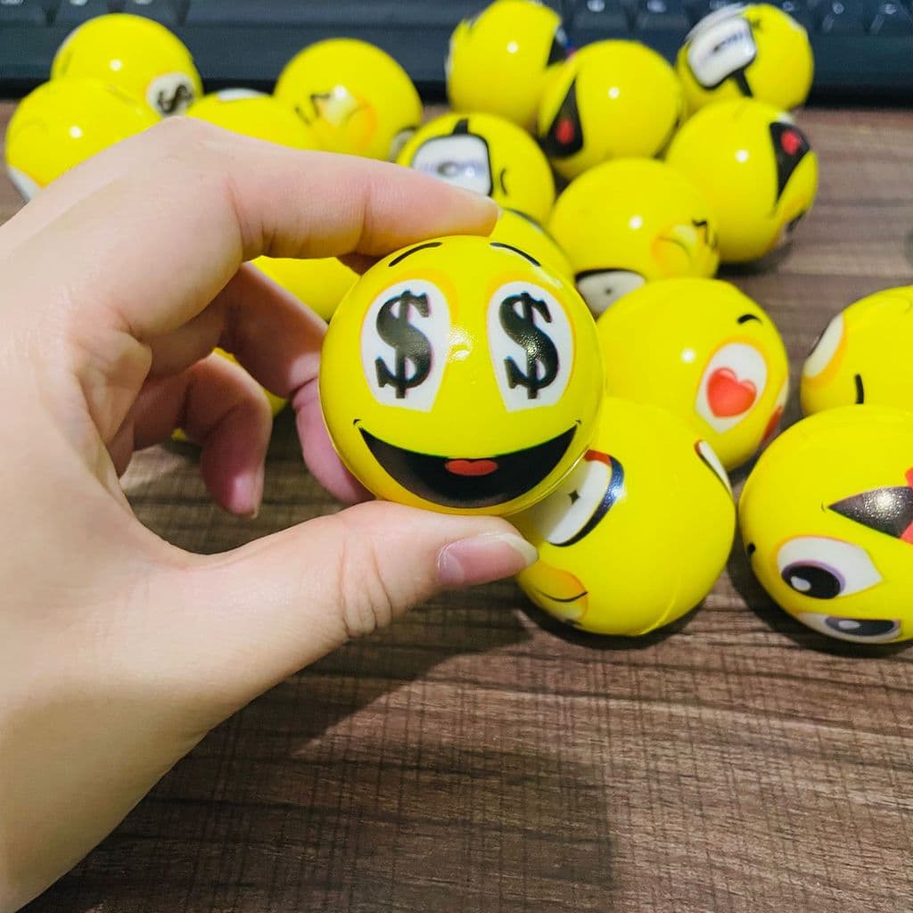 45 pu esponja sólida bola de impressão colorida crianças dos desenhos animados Smiley rosto expressão brinquedo esportiv