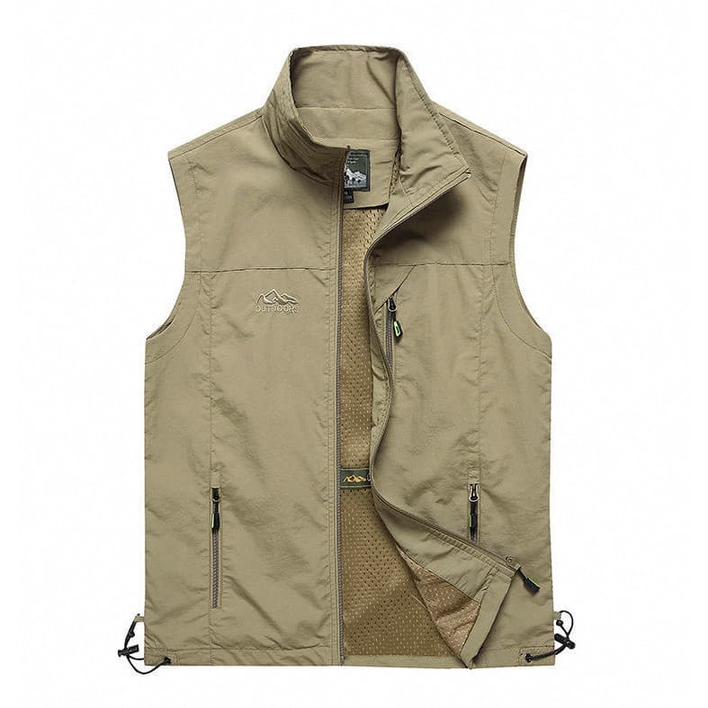 Colete masculino de malha de secagem rápida, adequado para camping e pesca, sem mangas, ultraleve, clássico GMMA.