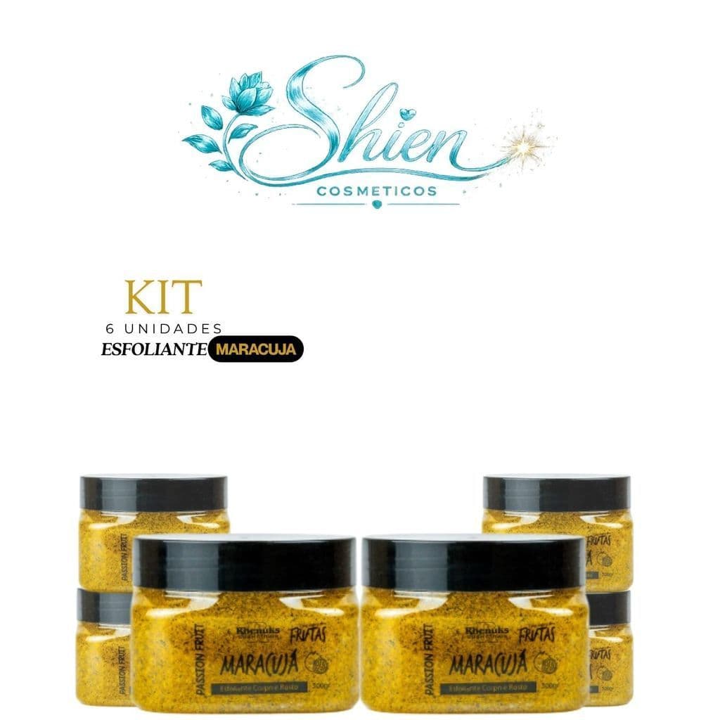 Kit 6 Esfoliante Frutas Corpo E Rosto Maracuja 300G Rhenuks (Afilhado)