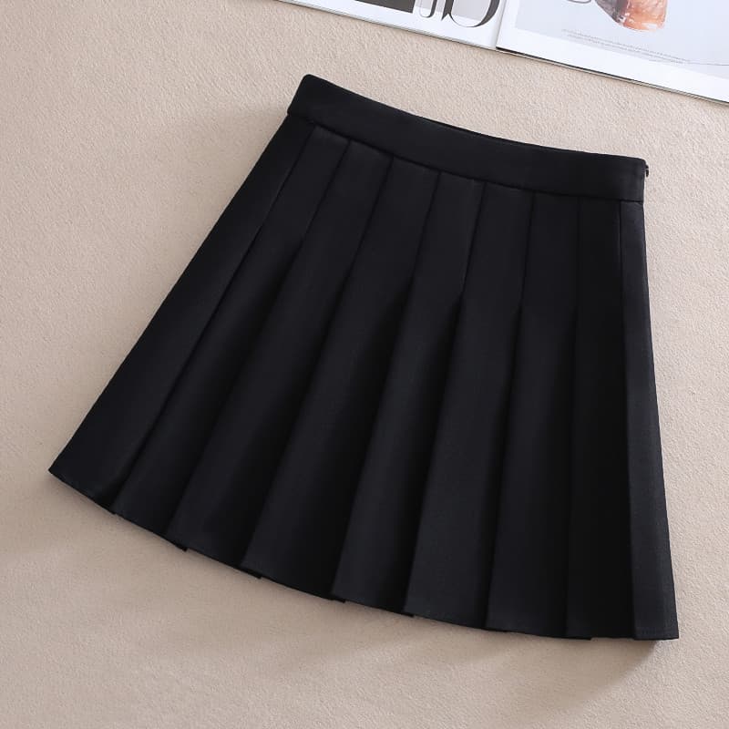 Preto espinha de peixe saia plissada feminina 2025 novo estilo outono inverno cintura alta a linha saia pequena saia cin