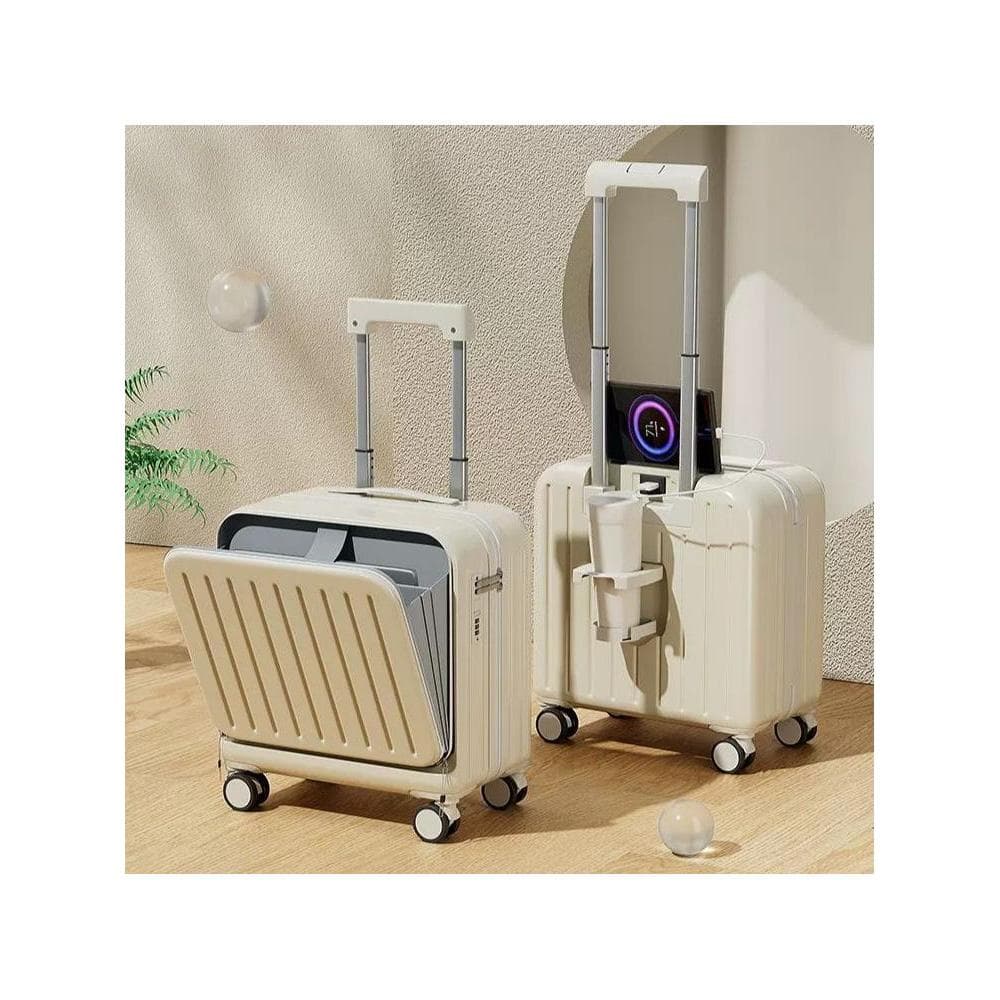 Bagagem pequena 60cm forte roda Universal caso de couro silencioso embarque senha caso abertura frontal 67cm trole caso