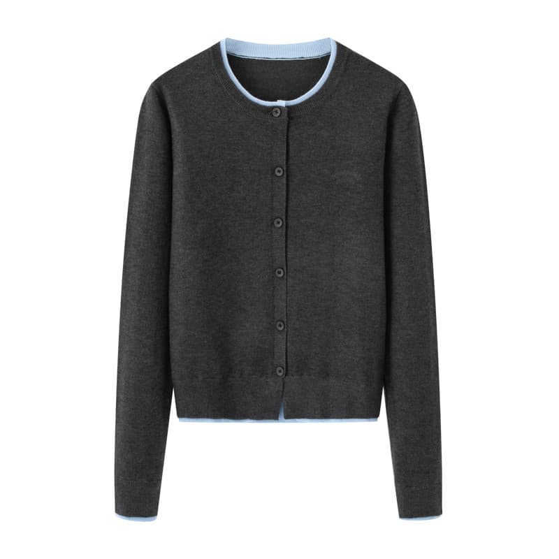 K Cardigan de malha feminino estilo miu usar elegante Commuter contraste cor falso camisola de duas peças feminino camis