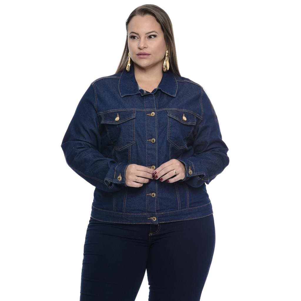 Jaqueta Feminino Plus Size  Tradicional Botões Jeans  Cambos
